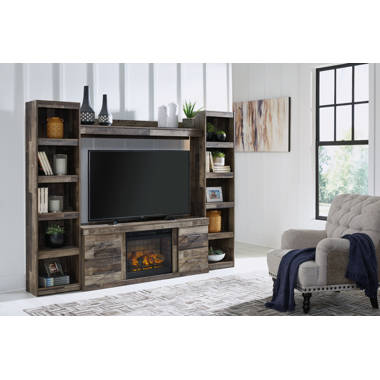 Trinell 4 piece entertainment deals center with fireplace